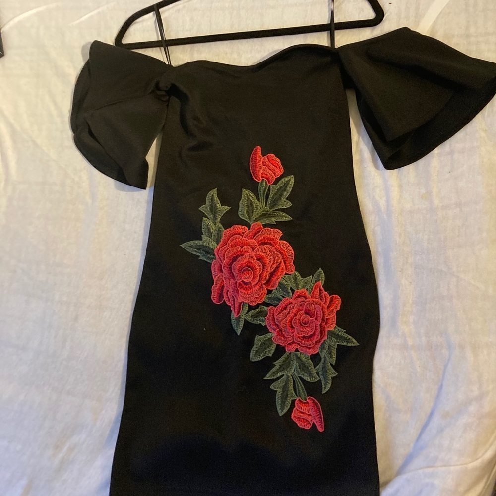 Never worn black off-shoulder dress
